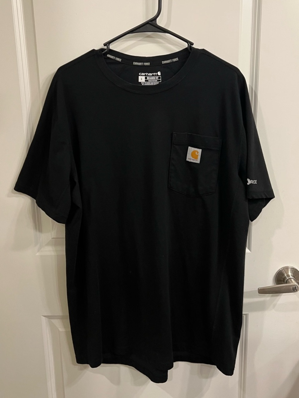 Carhartt Force Men's Black Short-Sleeve Pocket Tee with Logo Patch